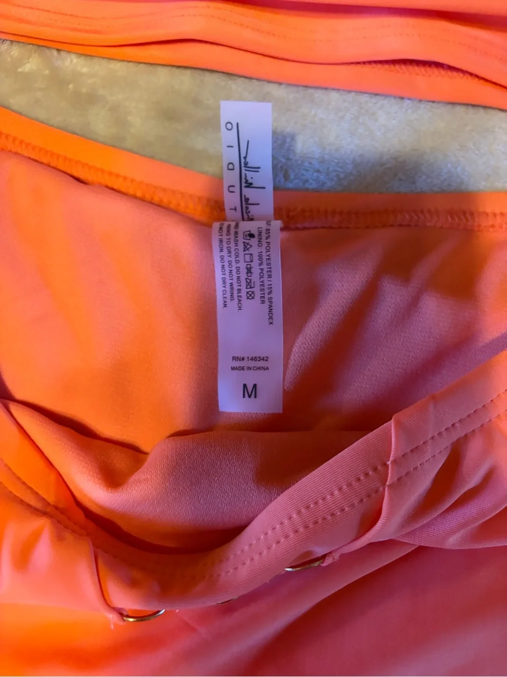 Nicole Miller Neon Orange Tankini Top with Skirt Swim Set